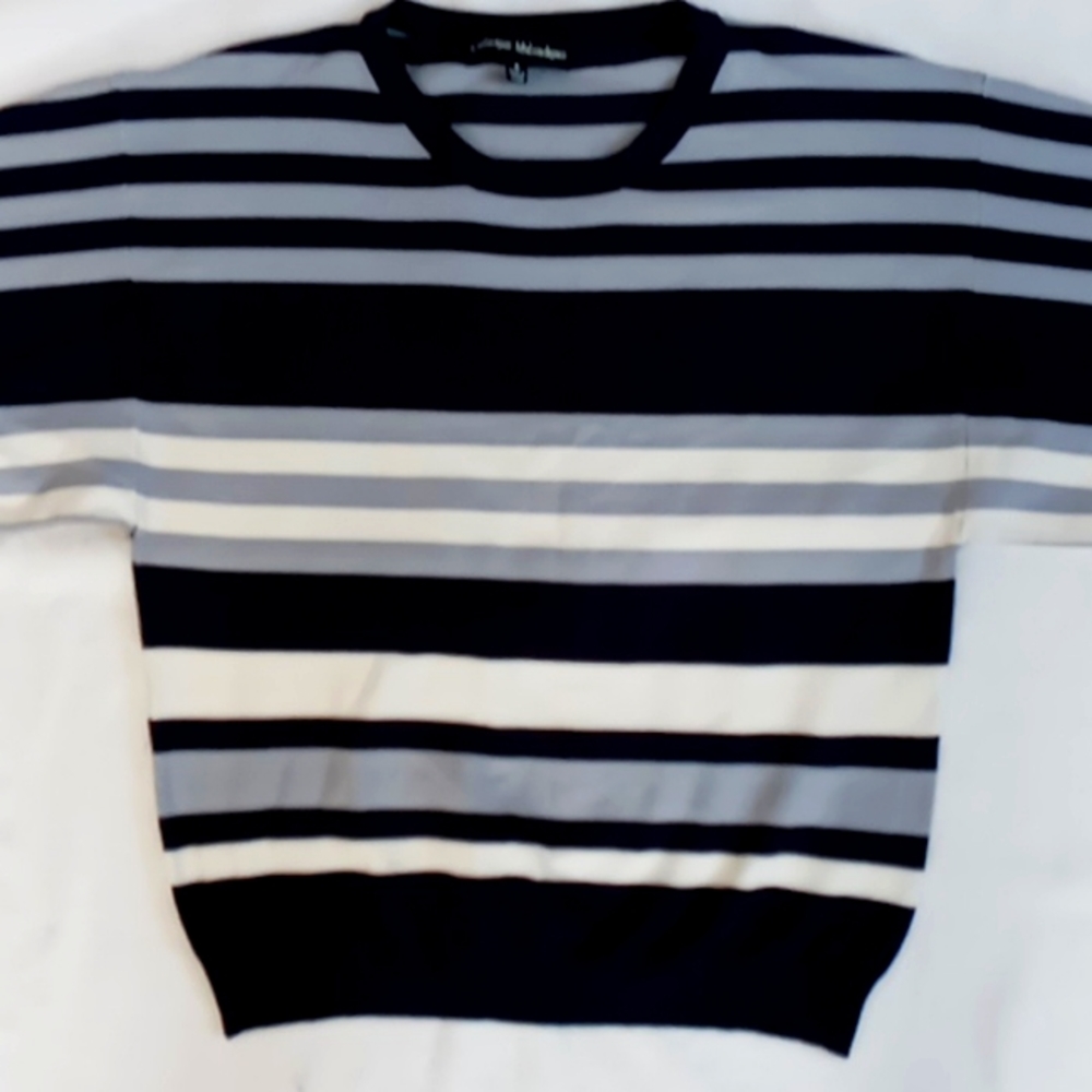 NWOT Catherine Malandrino Medium Blue Stripe Wide Sleeve Sweater